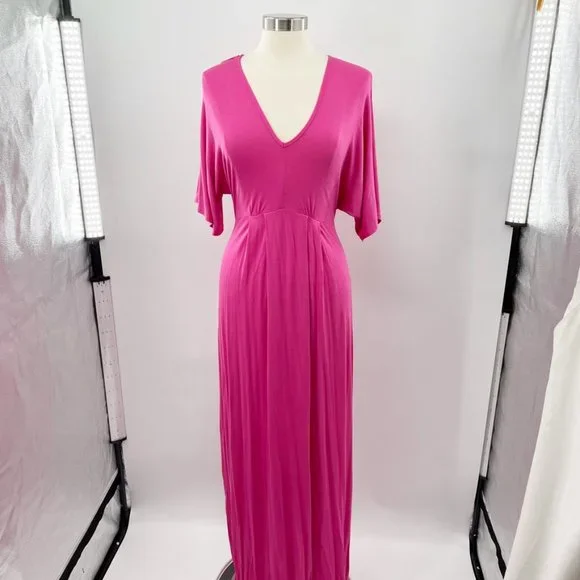 ASOS Maternity | Dresses | Asos Maternity Womens Hot Pink Vneck Pleated Maxi  Dress Size 4 Pull On New | Poshmark